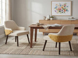 Indoor Dining Chair Set of 2, Beige & Yellow Two-Tone Fabric Armchair with Sturdy Frame, Modern N779P370716B