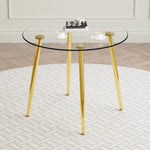 ZUN Round dining table with glass top, gilded metal legs, exquisite living, starting from details, W1151P205877