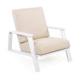 Patio Lounge Chair, Outdoor Club Chair with Beige Cushion and White Acacia Wood Frame N779P291591W