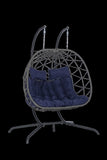 ZUN 2 Person Outdoor Rattan Hanging Chair Patio Wicker Egg Chair W874P146260