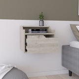 Winchester Floating Nightstand, Modern Dual-Tier Design with Spacious Single Drawer Storage, Light B097P199743