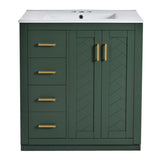 30'' Bathroom with Ceramic Sink Combo,Solid Wood Frame Bathroom Storage Cabinet, Freestanding N710P191970F