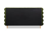 Stockholm Modern Wavy Headboard Platform Bed, Queen, Olive Green Performance Velvet B2719P238204
