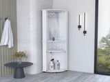 Corner Bar Cabinet Unit with Wine Glass Rack and Lower Cabinet, White B097P221375