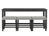 Bar Table Set with Power Outlet, Bar Table and Chairs Set, 4 Piece Dining Table Set, Industrial W487P339351