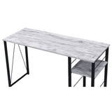 Rectangular Writing Desk with 2 Tier Shelf, Antique White and Black B016P312631