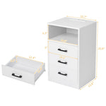 ZUN FCH 40*35*65cm Particleboard Pasted Triamine Three Drawers With Socket With LED Light Bedside Table 64197585