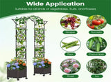 2-in-1 Garden Arch with Planter Boxes - Self-Watering System, 8 Lockable Wheels & PE-Coated Metal 96330301