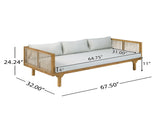 Outdoor Patio Sofa with Light Gray Cushion & Light Brown Rope, Acacia Wood Teak Finish, water N770P354675L