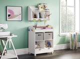 Kids Wall Mounted Bookshelf and Toy Storage Organizer for Playroom - White 96301122