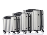 ABS Trolley Case 20in 24in 28in 3PCS Suitcase Set Striped Textured Suitcase Silver Gray 96290375