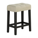 Two-Tone Design Transitional Black 3pc Dining Set Table 2x Stools Tufted Beige Seats Dining Room B2741P301915