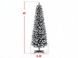 Flocked 6ft Pencil Christmas Tree Dual Color LEDs Slim Xmas Tree with Remote 11 Modes 29868339
