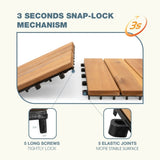 27pcs Acacia Wood Interlocking Flooring Tiles Waterproof Flooring for Outdoor & Indoor Patio, T3839P363040
