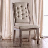 Set of 2 Beige Upholstered Side Chairs in Rustic Natural Tone B016P156590