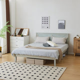 Queen Size Solid Wood Platform Bed Frame with Headboard Gray Wash 68164226