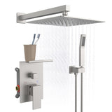 Rainfall Shower System With Storage Rack 10 inch Shower Faucet Set Brushed Nickel High Pressure T3177P269147