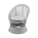 26.7" Modern Silver Wicker Lounge Chair with xianRattan and Iron Frame, Featuring a Stylish Round N767P237032G