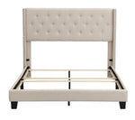 ZUN Upholstered Platform Bed with Classic Headboard, Box Spring Needed, Beige Linen Fabric, Queen Size WF280786AAA