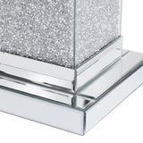 U-Can 11.8'' Silver Square Mirrored End Table LED lights, Modern Side Table N724P179242S