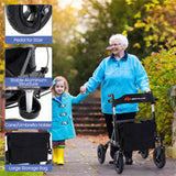 Outdoor Rolling Rollator Walker 9.5" All-Terrain Wheels, 6-Level Adjustable , Foldable, 84641640