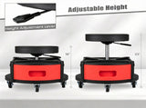 Height Adjustable Rolling Mechanic Stool with 3 Storage Drawers & 4-Compartment Tool Tray, SGS 61634038