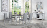 ZUN ACME Lanton DINING TABLE Marble & Antique White Finish DN01451