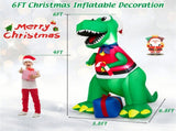 6FT Inflatable Christmas Dinosaur Santa Hat/Vest Gift Boxes, Bright LED Lights, Waterproof 30198205