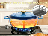 Cast iron 5QT cooking pot - Gradient blue - Includes two silicone gloves - Enamel pot 72431906