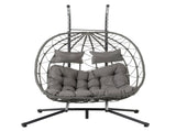 2 Persons Egg Chair with Stand Indoor Outdoor Swing Chair Patio Wicker Hanging Egg Chair Hanging 25521963