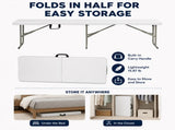 6 ft Portable Folding Bench, HDPE Plastic Indoor Outdoor Seat with Steel Frame, White, 1 Pack 90474763