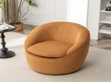 Winnie Modern Teddy Fabric Barrel Chair, 360&deg Swivel, Yellow T2574P281445