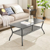 Modern Style 3-Piece Coffee Table Set Rectangle Coffee Table with 2 Square End Side Table Retro W2167142630