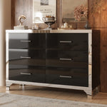 ZUN Elegant High Gloss Dresser with Metal Handle,Mirrored Storage Cabinet with 6 Drawers for N733P205355B