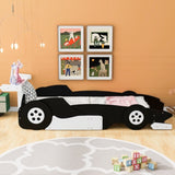 Twin Size Race Car-Shaped Platform Bed with Wheels,Black WF311965AAB