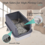 ZUN 2 Pack XL Stainless Steel Cat Litter Box with Lid, Extra Large Litter Pan with High Sides, Easy 88674287