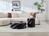 35" Fully Assembled Petal Coffee Table Sculptural Matte Black Fiberglass, Modern Organic Design, W2664P462014
