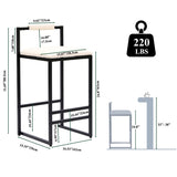 Set of 2 Barstools Faux Leather Upholstered Bar Stools Modern Metal Frame Dining Chairs for Counter, W1757P163456