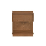 Modern Home 1pc End Table with Drawer Open Platform Storage USB Port Brown Finish Wooden B011P194591