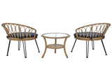 Outdoor Leisure Set, 2 Rattan Single Chairs with A Glass Round Table, Perfectly Suited for N711P256422V