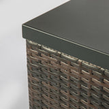 Outdoor Gas Fire Pit Square Dark Brown Wicker Fire Pit Table Propane Fire Table with Glass Rocks W85335462