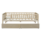 Twin Size Daybed Wood Bed with Two Drawers, Natural WF301864AAN