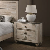 Imerland Contemporary White Wash Finish 4-Piece Bedroom Set-Queen Bed, Dresser, Mirror, Nightstand T2574P200186