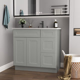 36 in. W x 21 in. D x 34.5 in. H in Shaker Grey Plywood Ready to Assemble Floor Vanity Sink Base T3210P282890