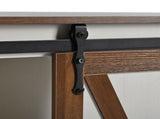 K&K 55.5" Farmhouse Kitchen Island with Drop Leaf, Kitchen Storage Island with Barn Door, Power 68516003