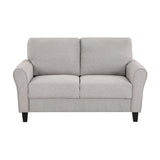 Modern Transitional Sand Hued Textured Fabric Upholstered 1pc Loveseat Attached Cushion Living Room B01156549