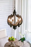 Farmhouse Chandelier, 6-Light Wood Chandelier Pendant Light Fixture with Adjustable Chain for Dining W2078137919