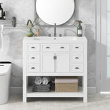 ZUN 36'' Bathroom Vanity with Top Sink, Modern Bathroom Storage Cabinet with 2 Soft Closing Doors and 6 31776552