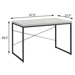 ZUN Antique White and Black Writing Desk with Metal Sled Base B062P184539