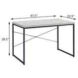 Antique White and Black Writing Desk with Metal Sled Base B062P184539